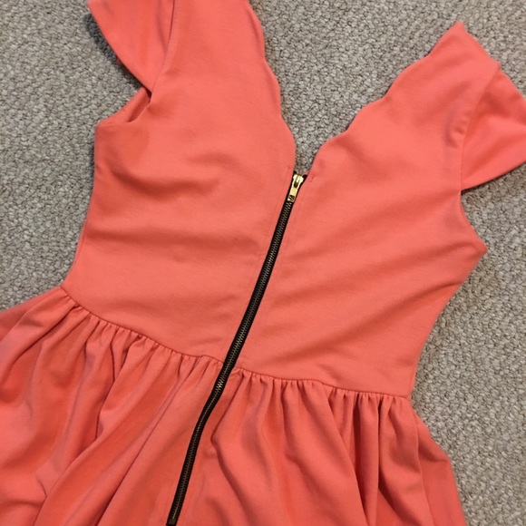 MELON ORANGE SUMMER SUNDRESS MEDIUM SCALLOPED - Picture 4 of 6
